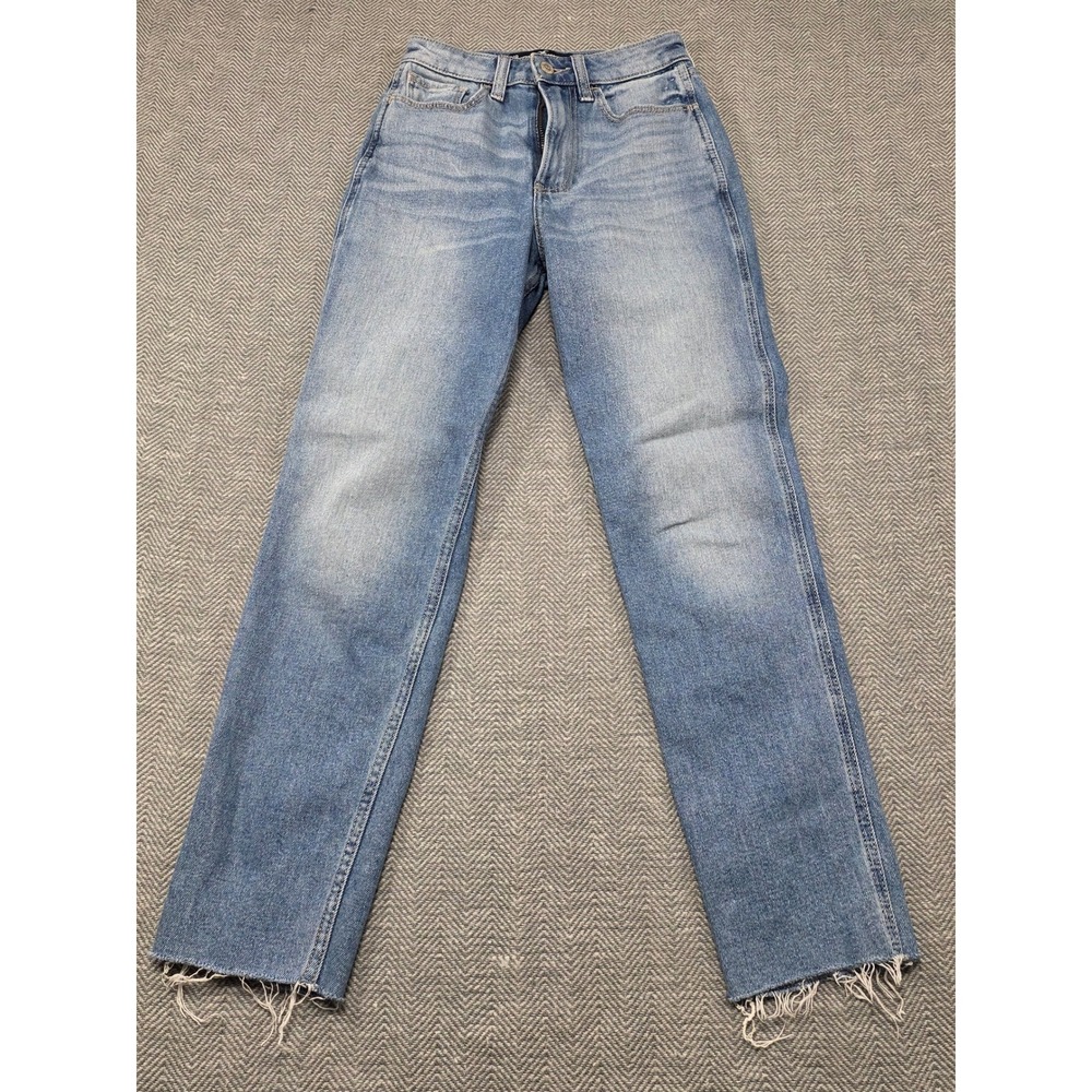 Hollister California‎ Ultra High Rise Mom Jean W23 L27 Light Distressed Raw Hem